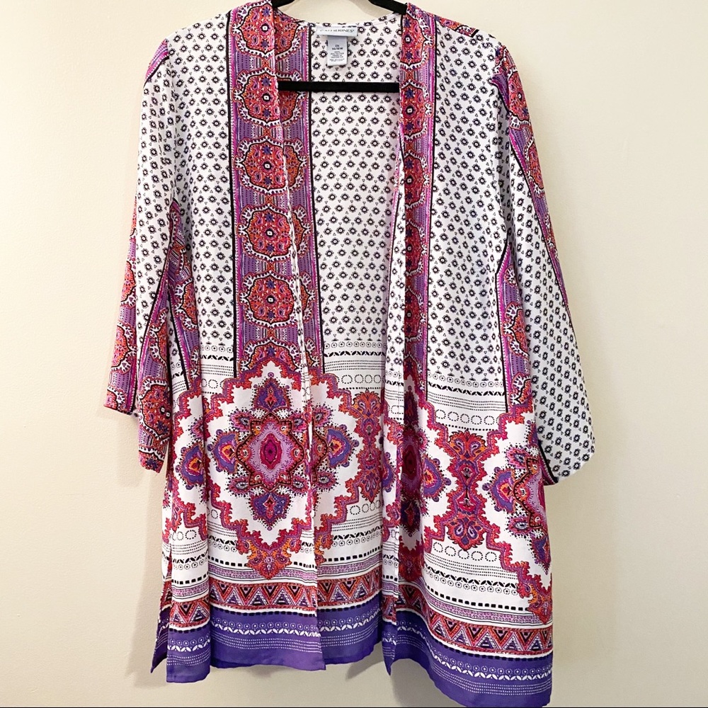 Plus size open short sleeve kimono